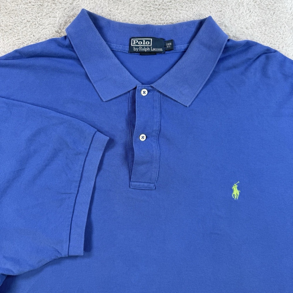 Polo Ralph Lauren Shirt Men 3XB Blue Short Sleeve Pony Collared Golf Cotton Top